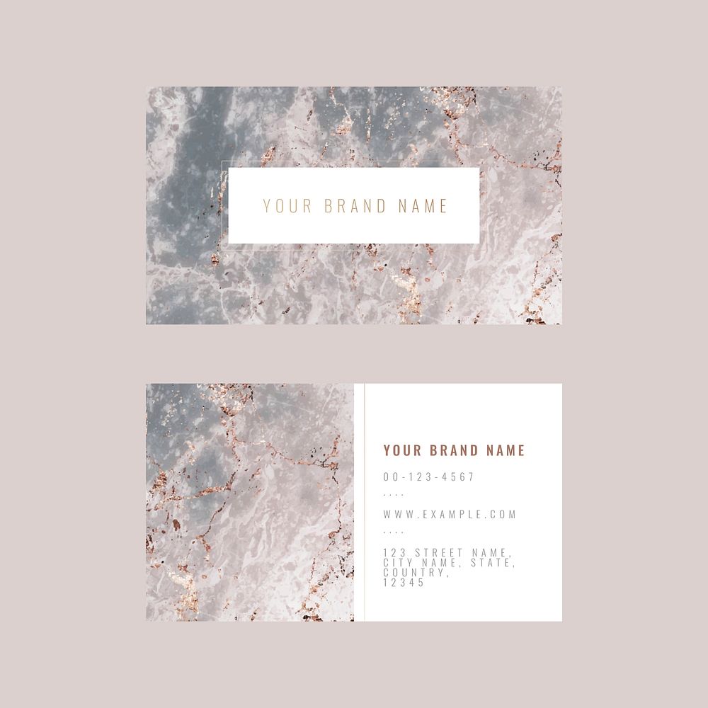 Business card template vector marble texture style set