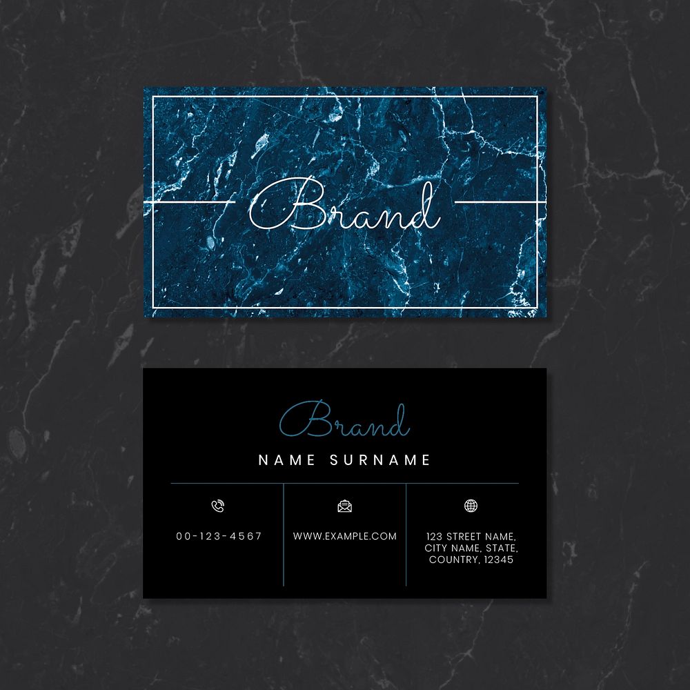 Black blue marble business card vector