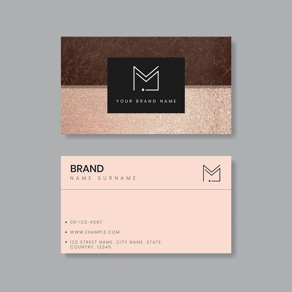 Brown glitter business card vector