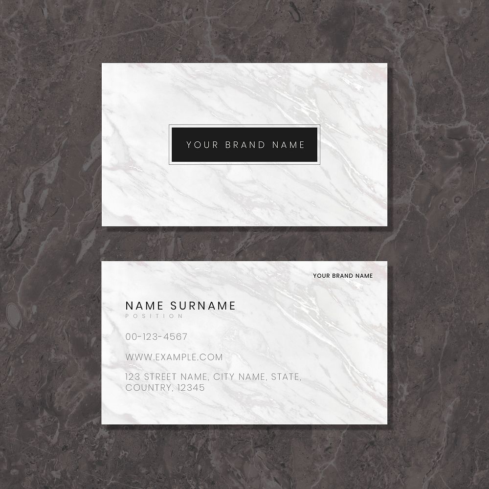 White marble texture business card vector