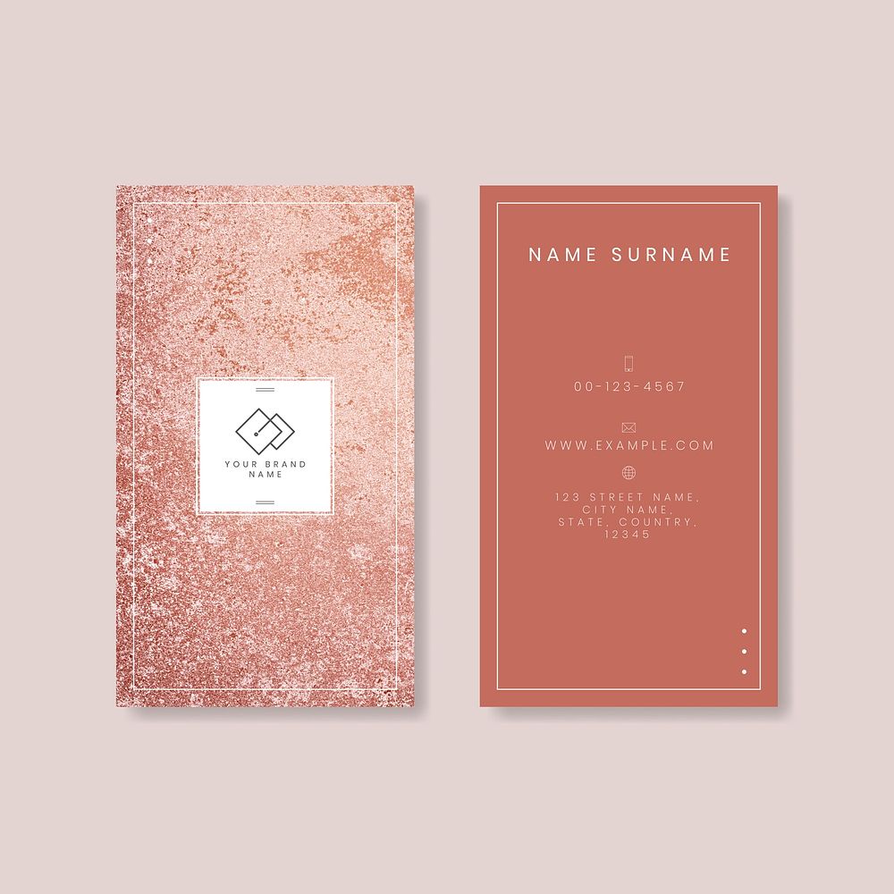 Pink marble business card vector