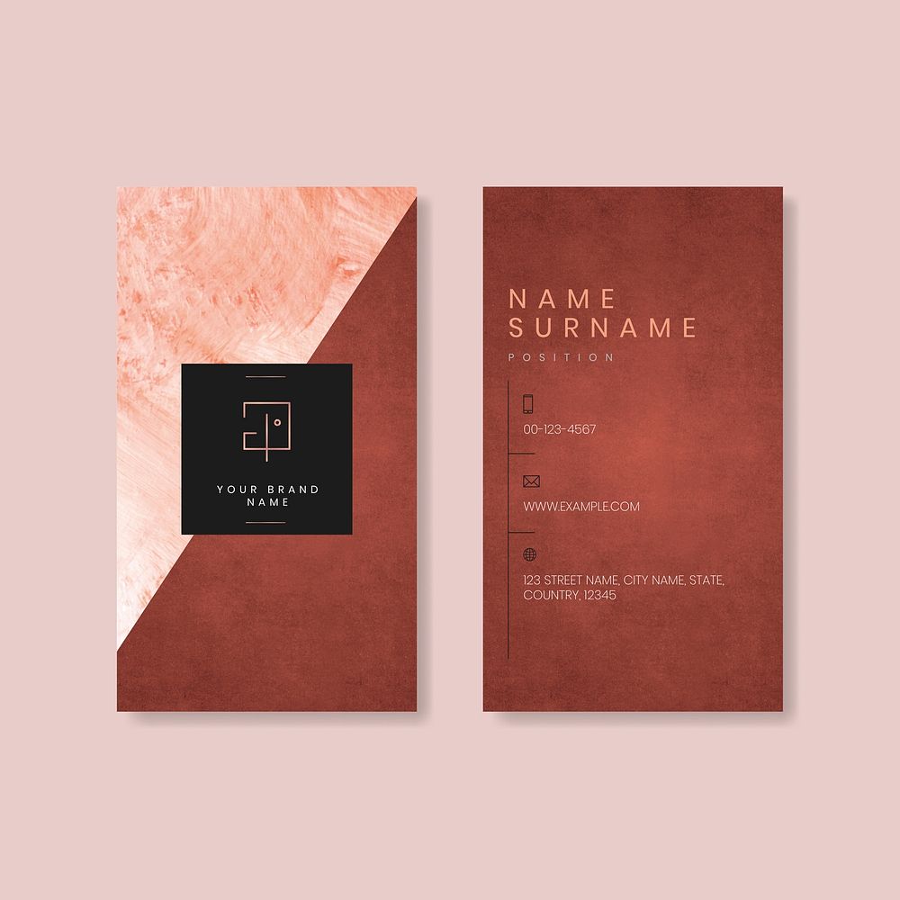 Red pink business card vector