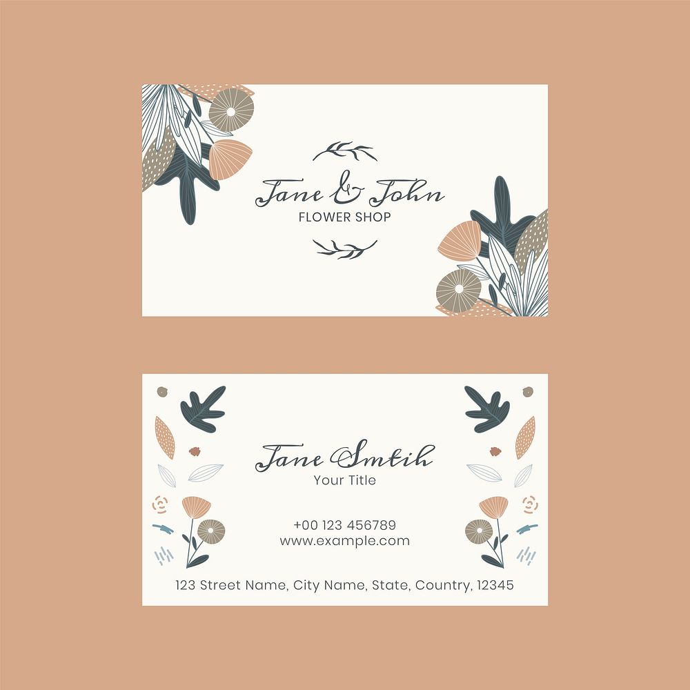 Business card template vector flower style set