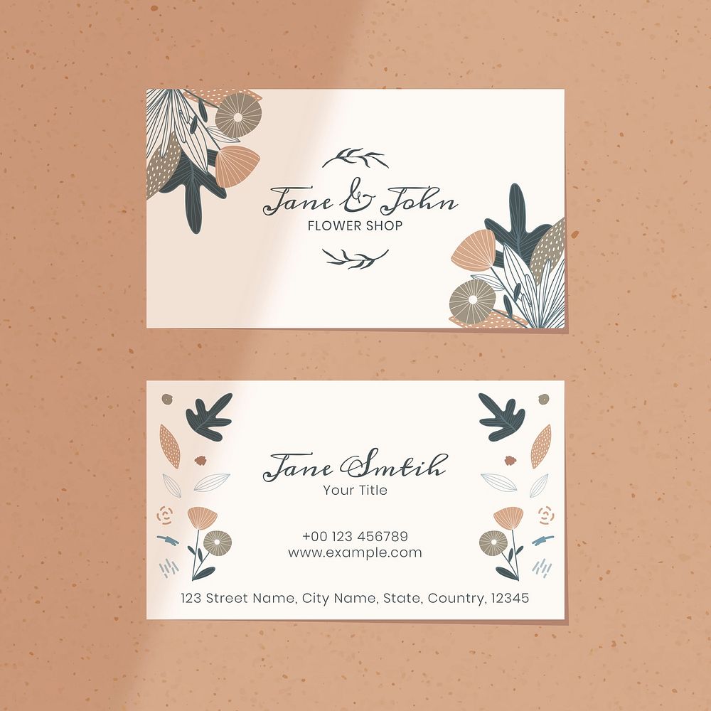 Floral flower shop name card vector