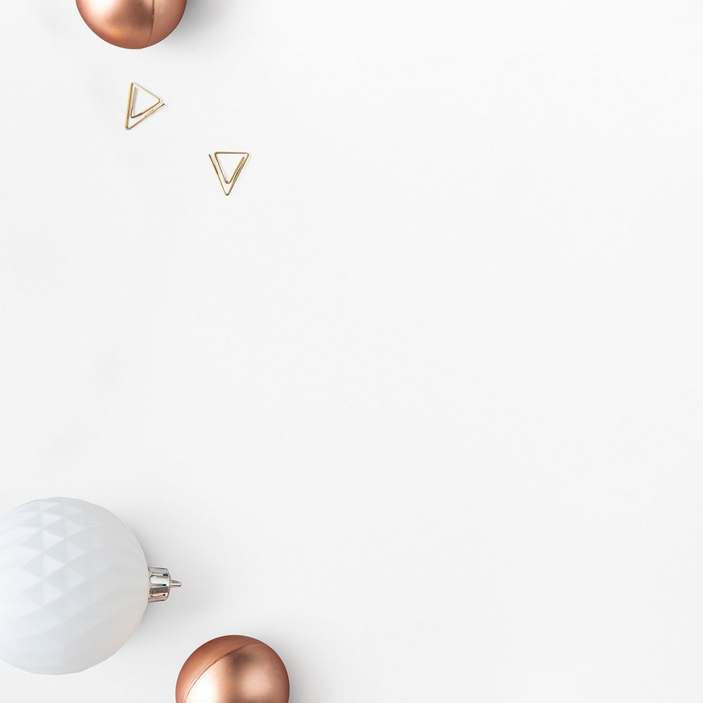 Festive baubles on a white background social ads template