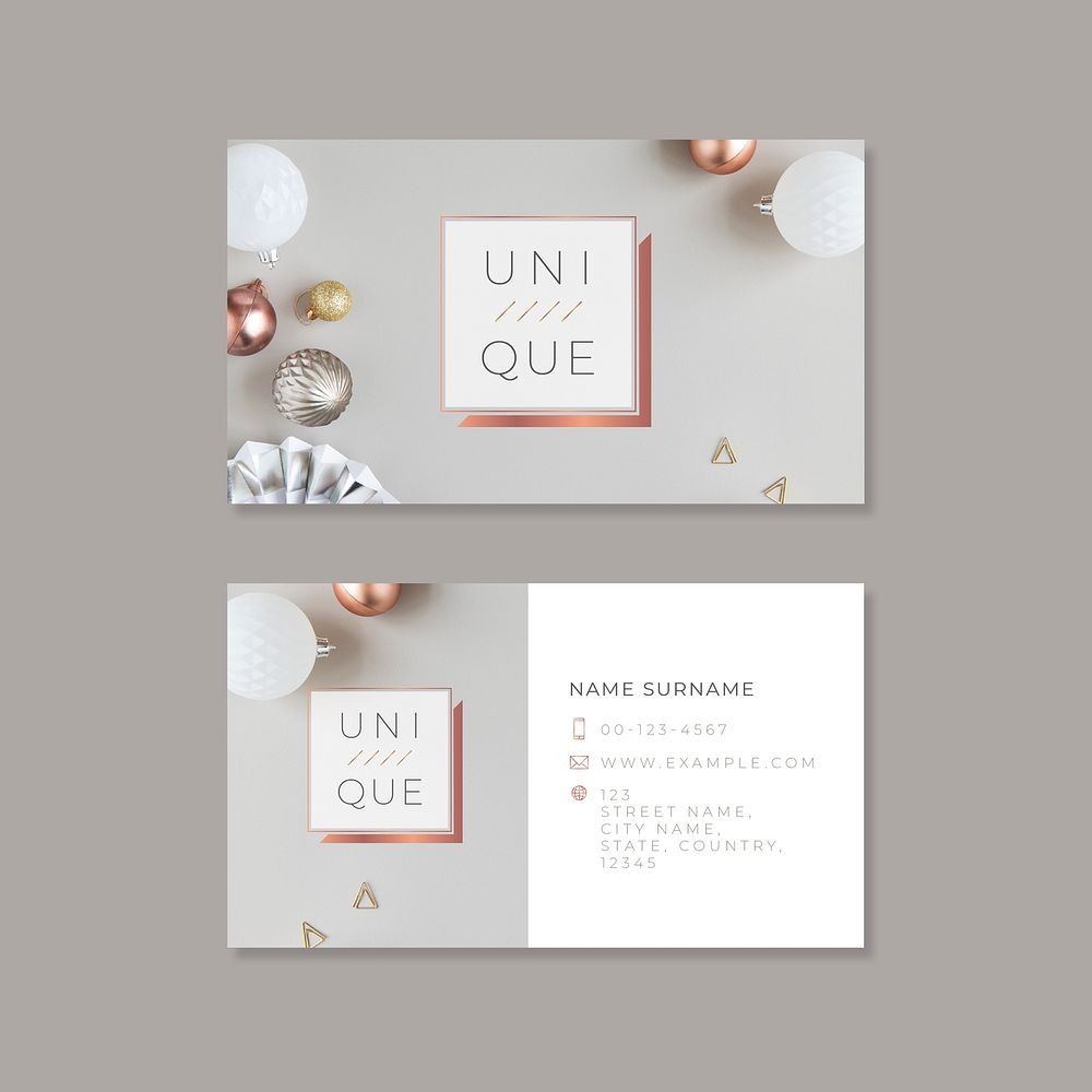 Baubles patterned business card vector