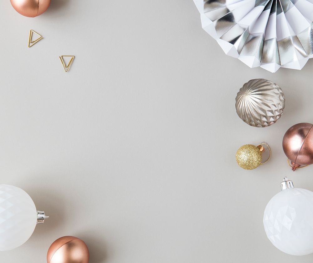 Festive baubles on a gray background