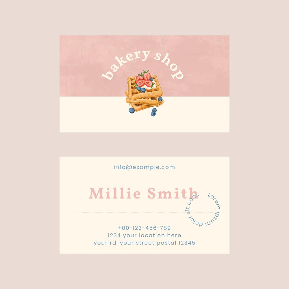 Business card template vector for bakery shop set