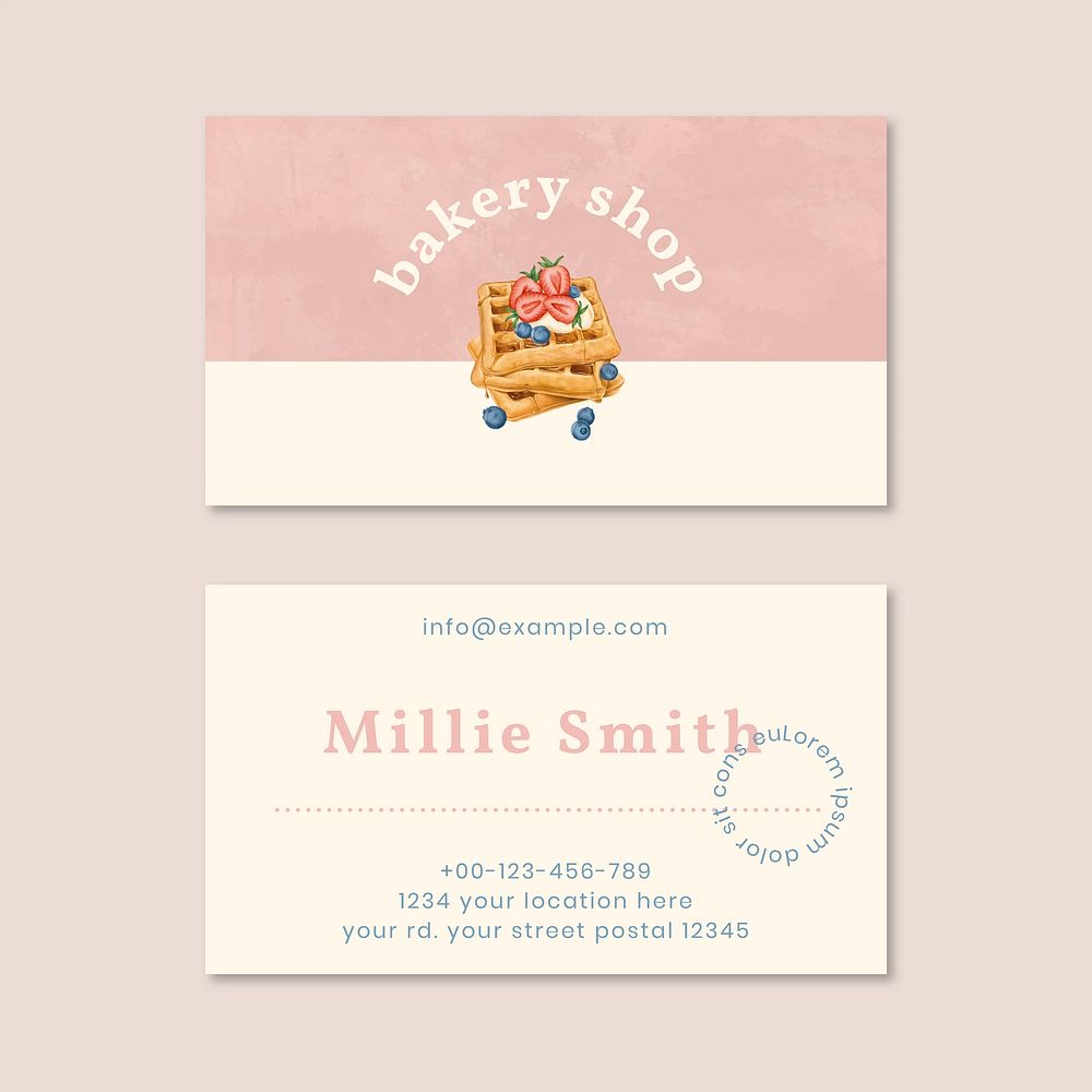 Hand drawn bakery name card template vector