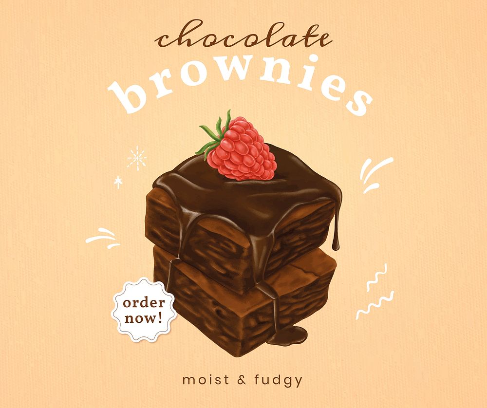 Hand drawn brownies social template vector