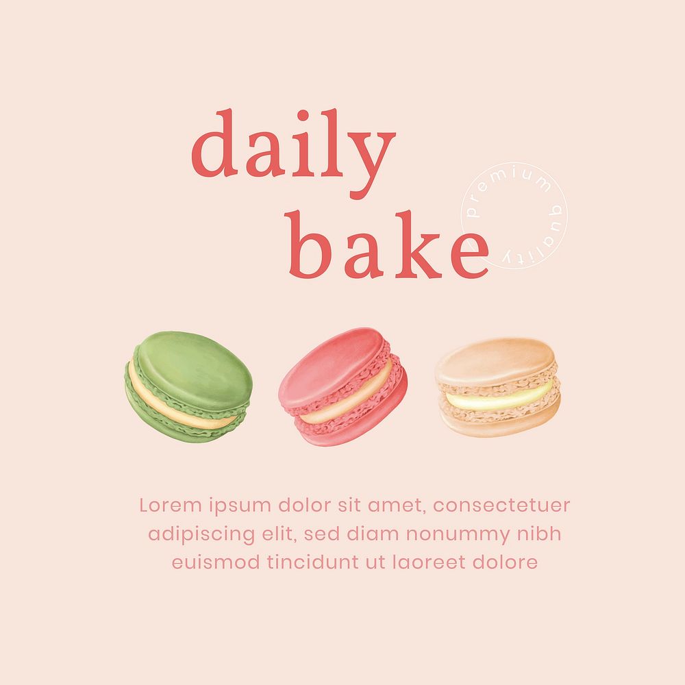 Hand drawn macarons Instagram ad template vector