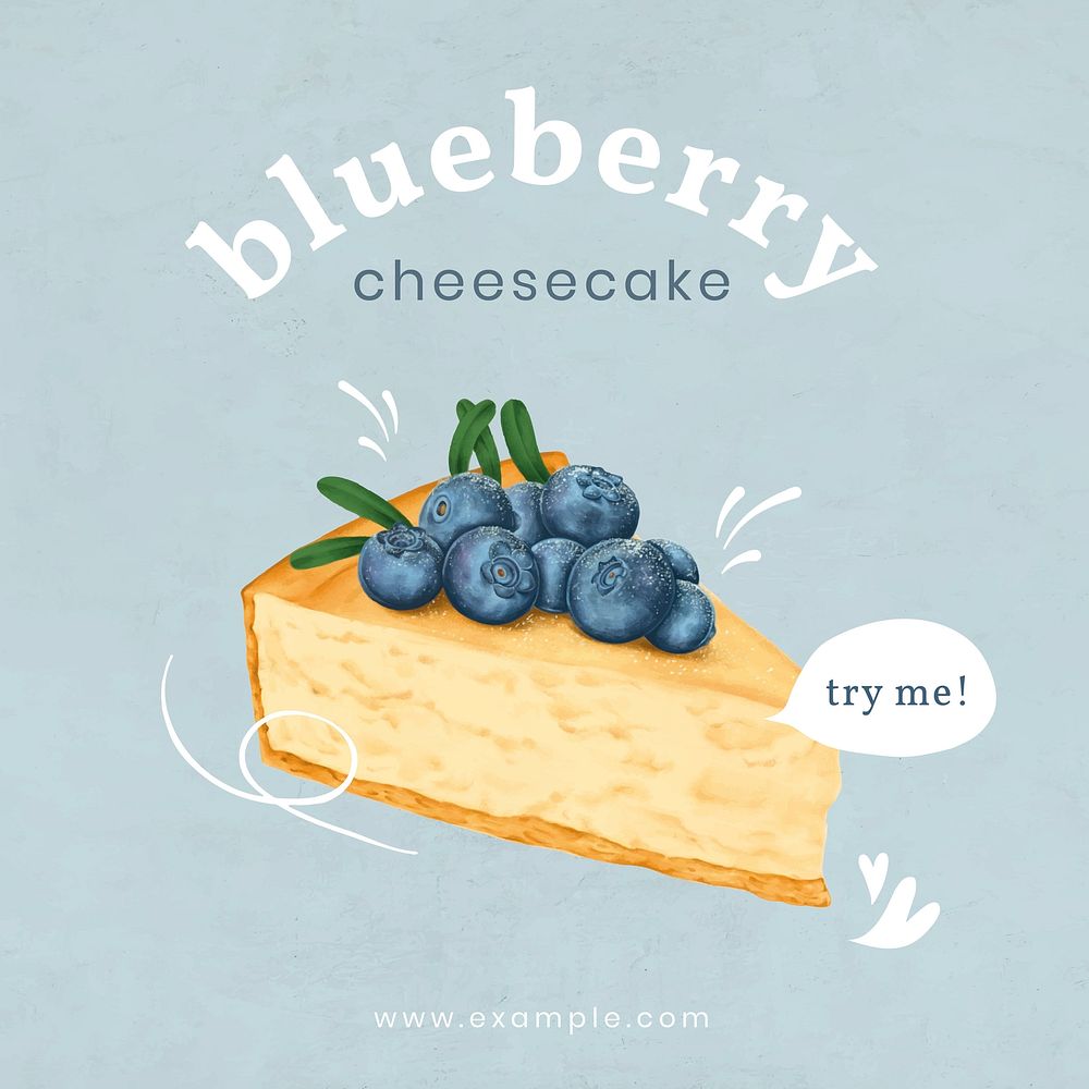 Hand drawn cheesecake Instagram ad template vector