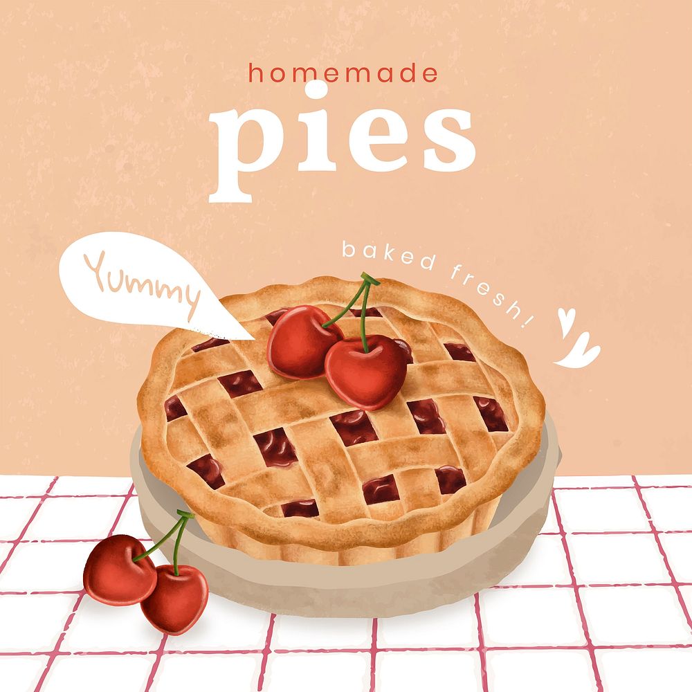 Hand drawn pie Instagram ad template vector