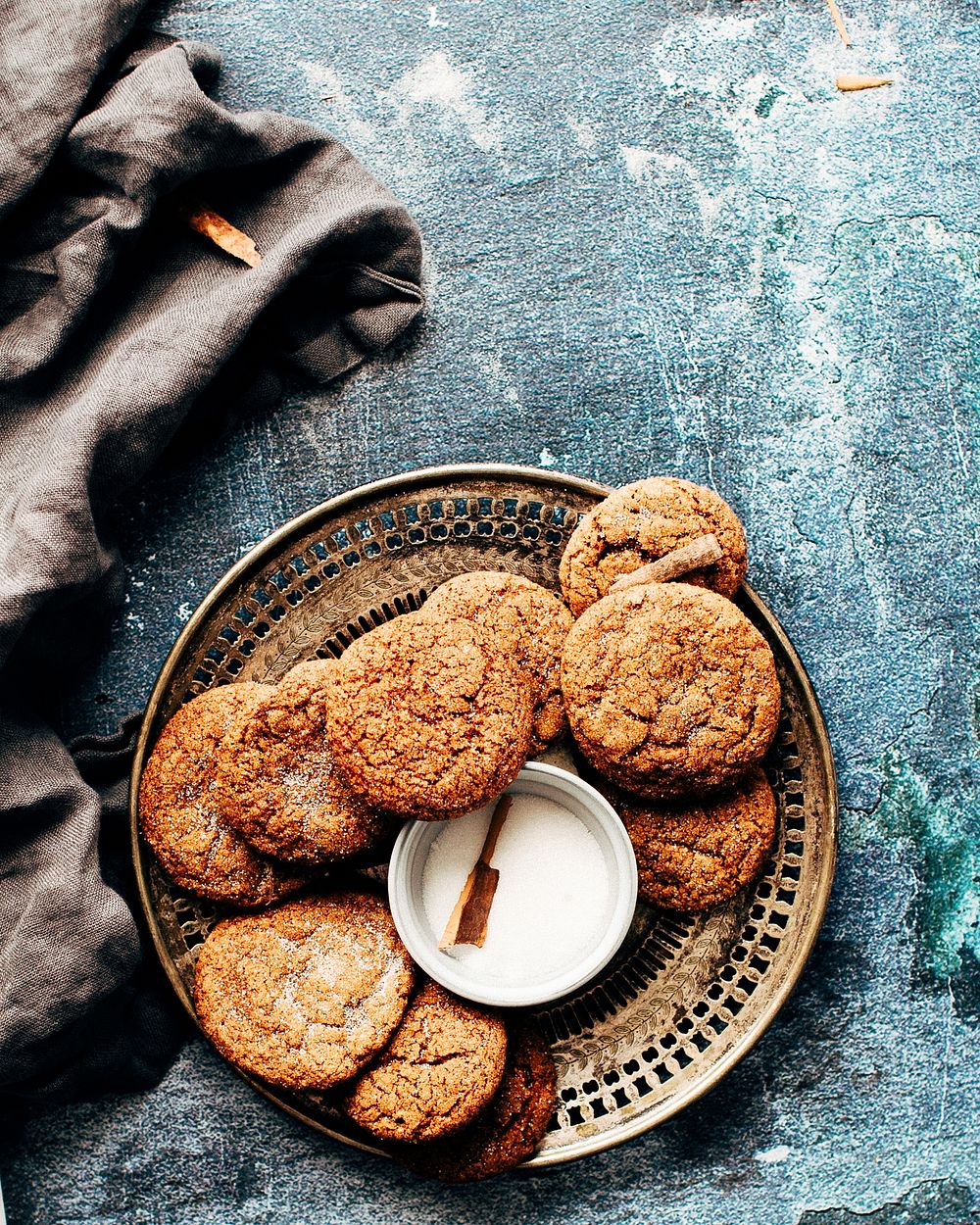 Freshly baked snickerdoodle and sugar cookies for dessert. Original public domain image from Wikimedia Commons