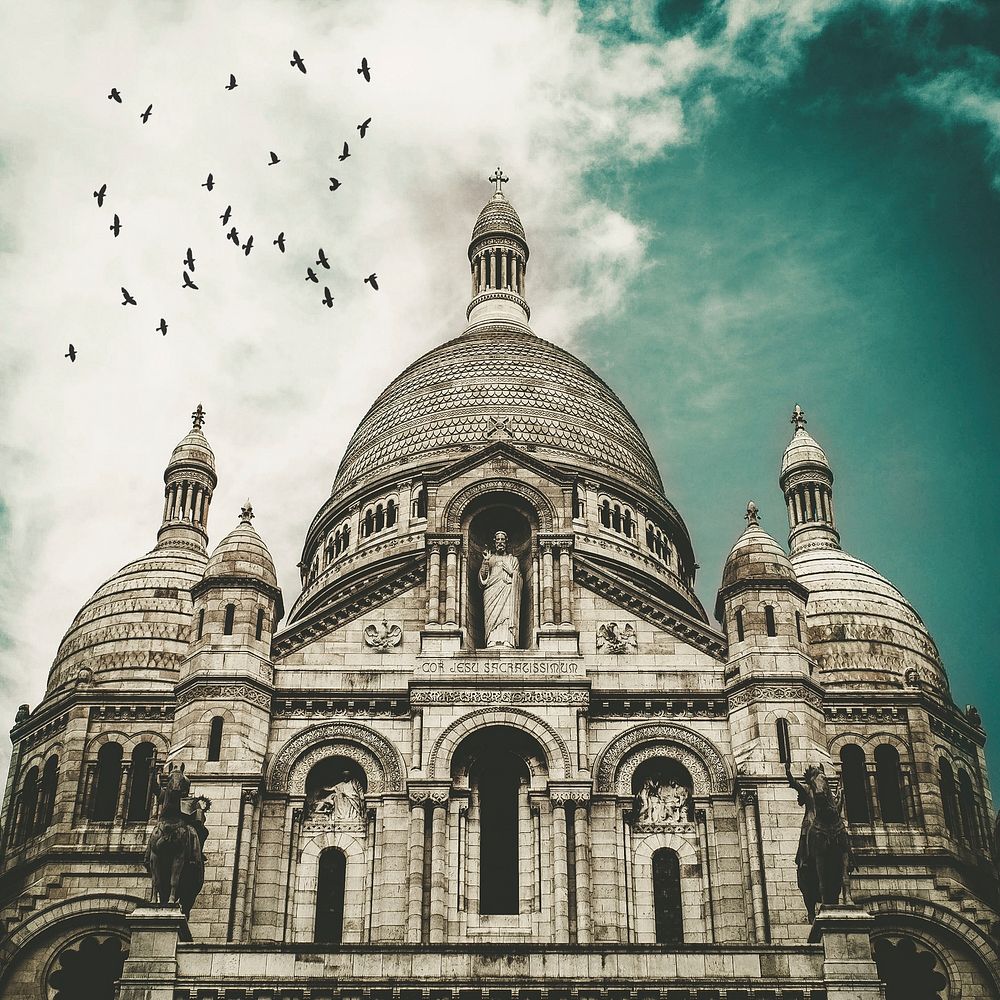 The Sacre Coeur on Montmartre, France. Original public domain image from Wikimedia Commons
