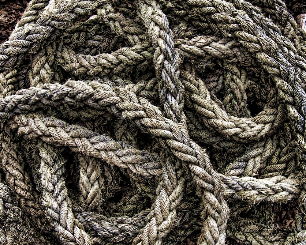 A knotted rope. Original public domain image from Wikimedia Commons