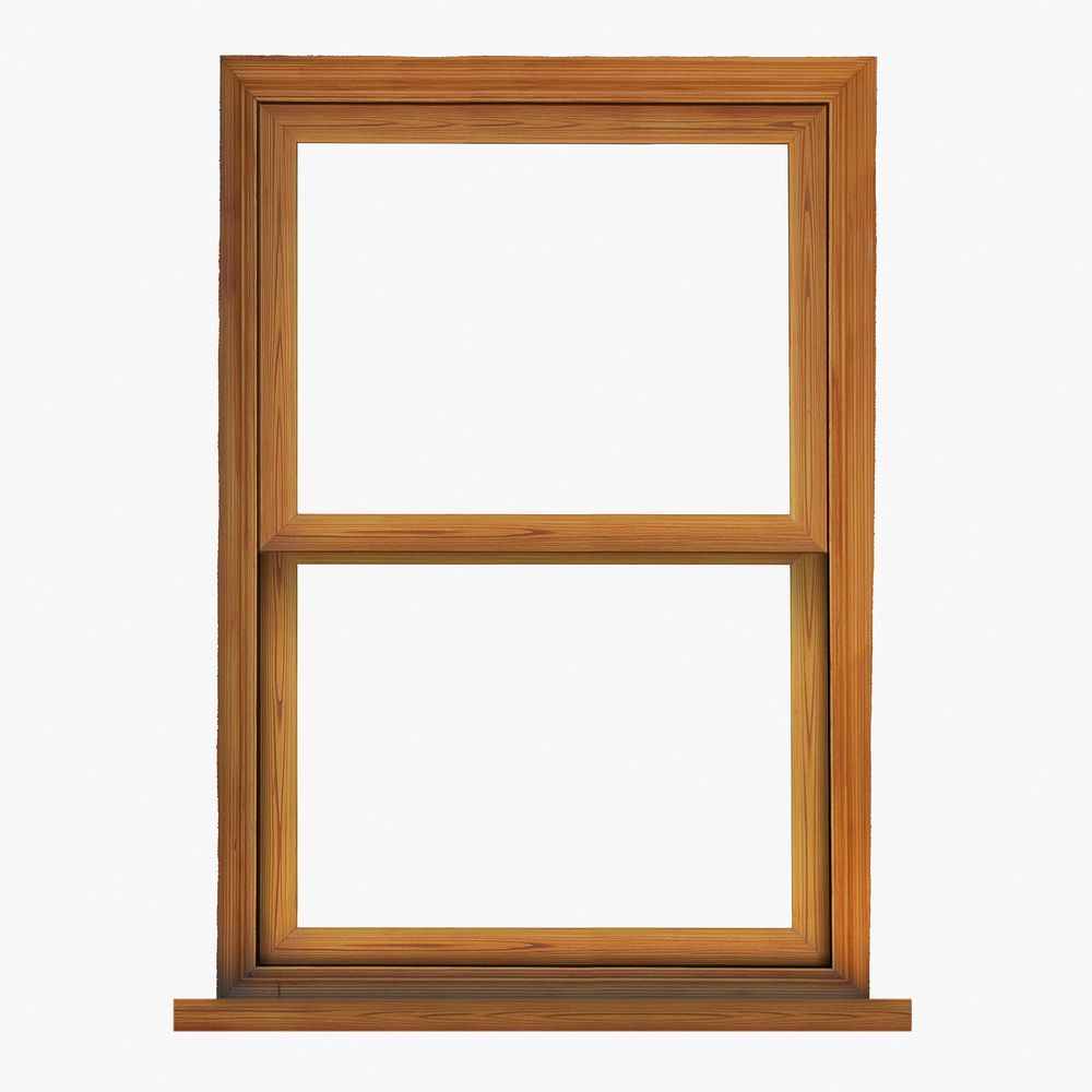 Wooden sash window, minimal home exterior illustration psd