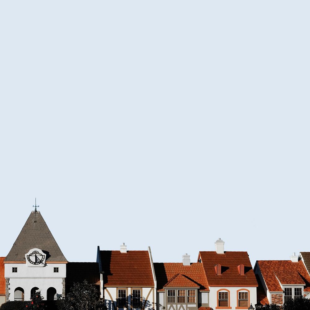 Brown and whit small village in Solvang, United States. Original public domain image from Wikimedia Commons