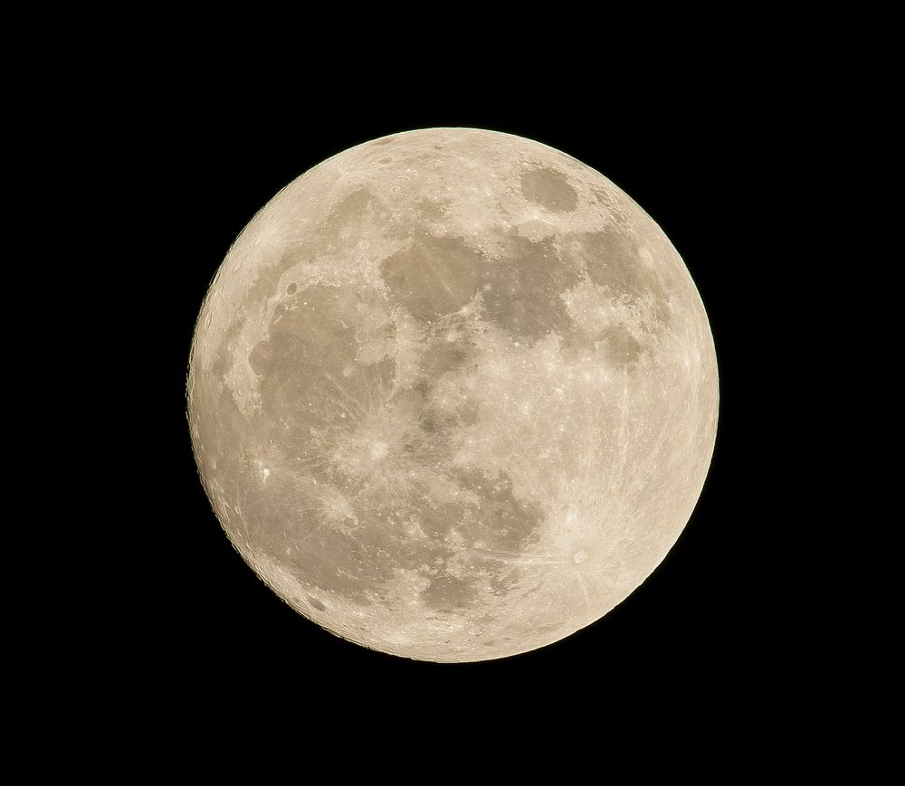 Close up full moon image in dark night sky.Original public domain image from Wikimedia Commons
