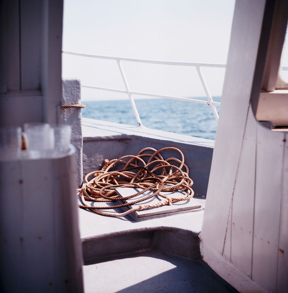 Brown rope on a ship. Original public domain image from Wikimedia Commons