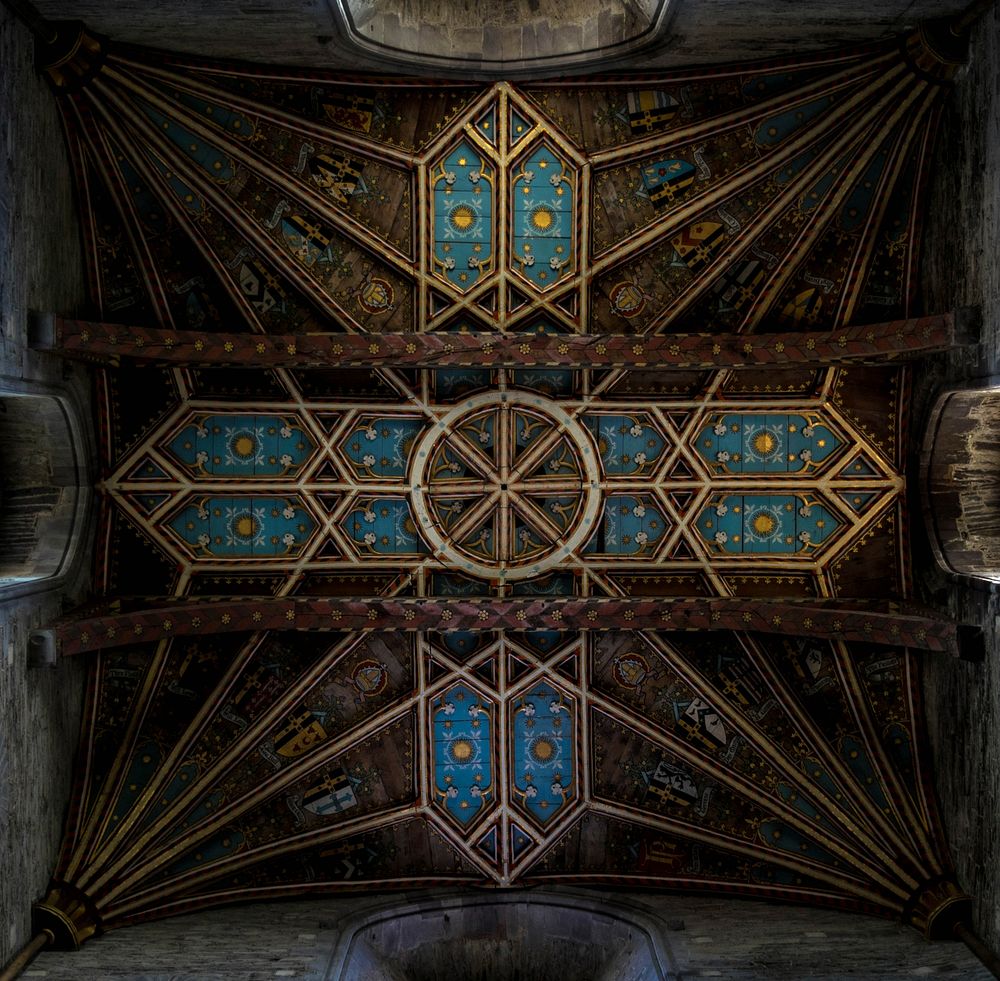 Blue and brown cross digital wallpaper. Original public domain image from Wikimedia Commons