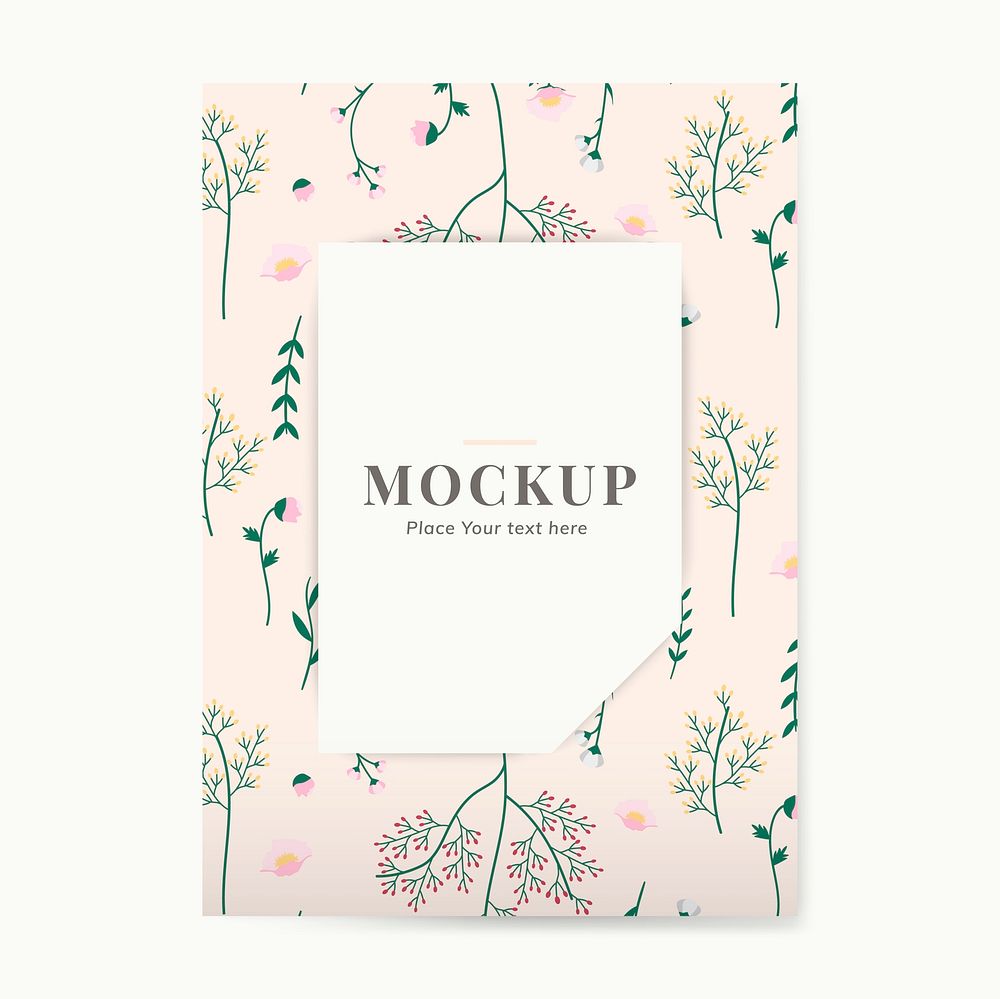 Floral invitation card design mockup