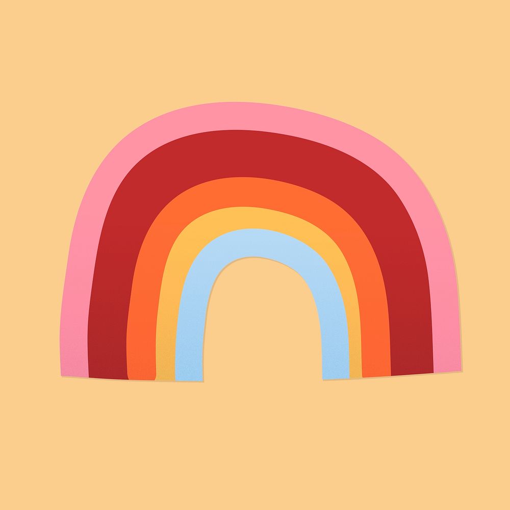 Cute rainbow sticker, printable weather clipart psd