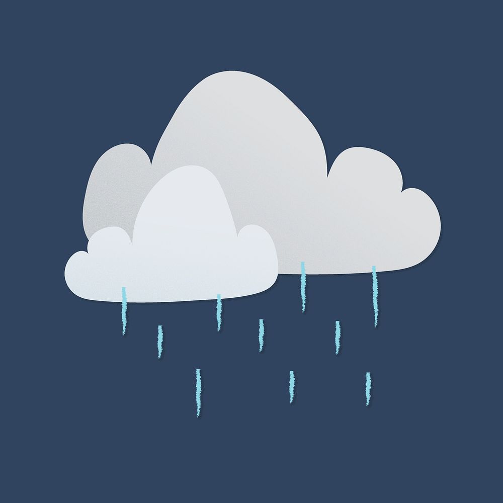 Cute rainy cloud sticker, printable weather clipart psd