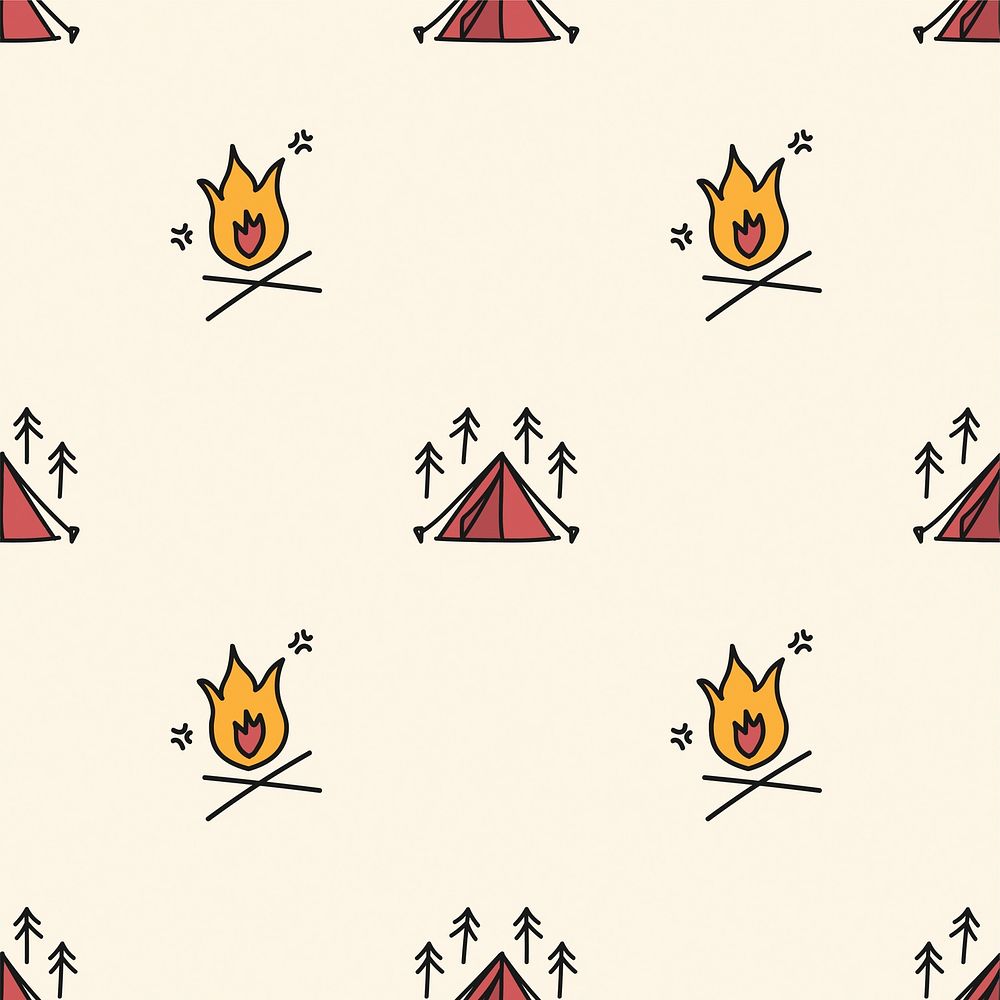 Illustration drawing style of camping icons background
