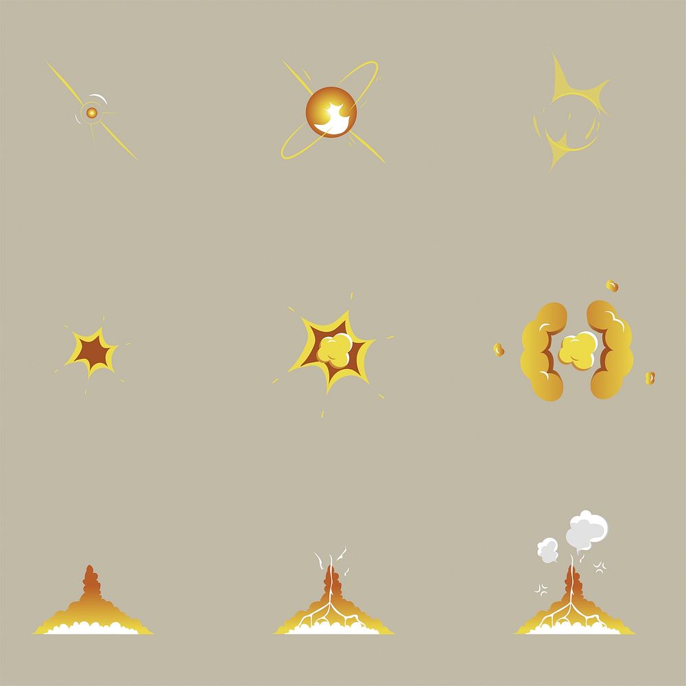 Set of explosion and bang icons