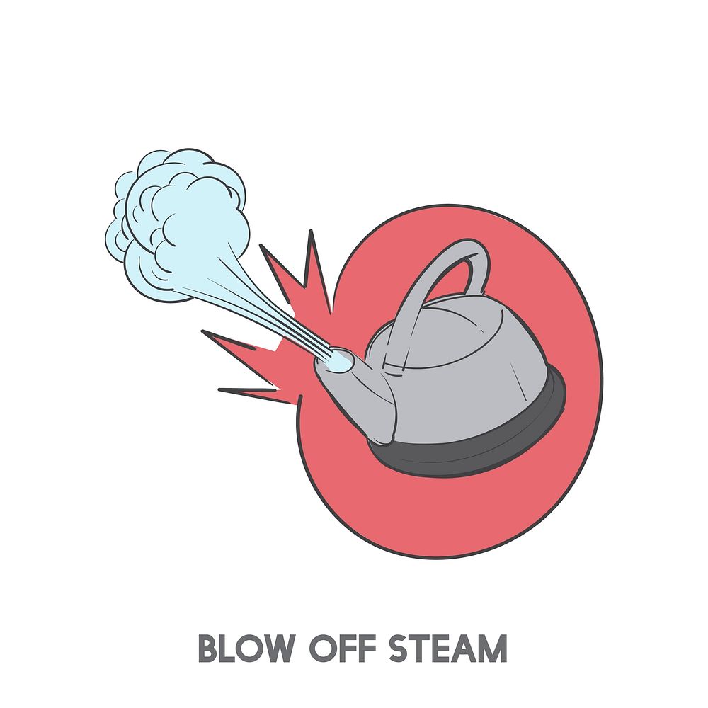 Blow off steam idiom vector