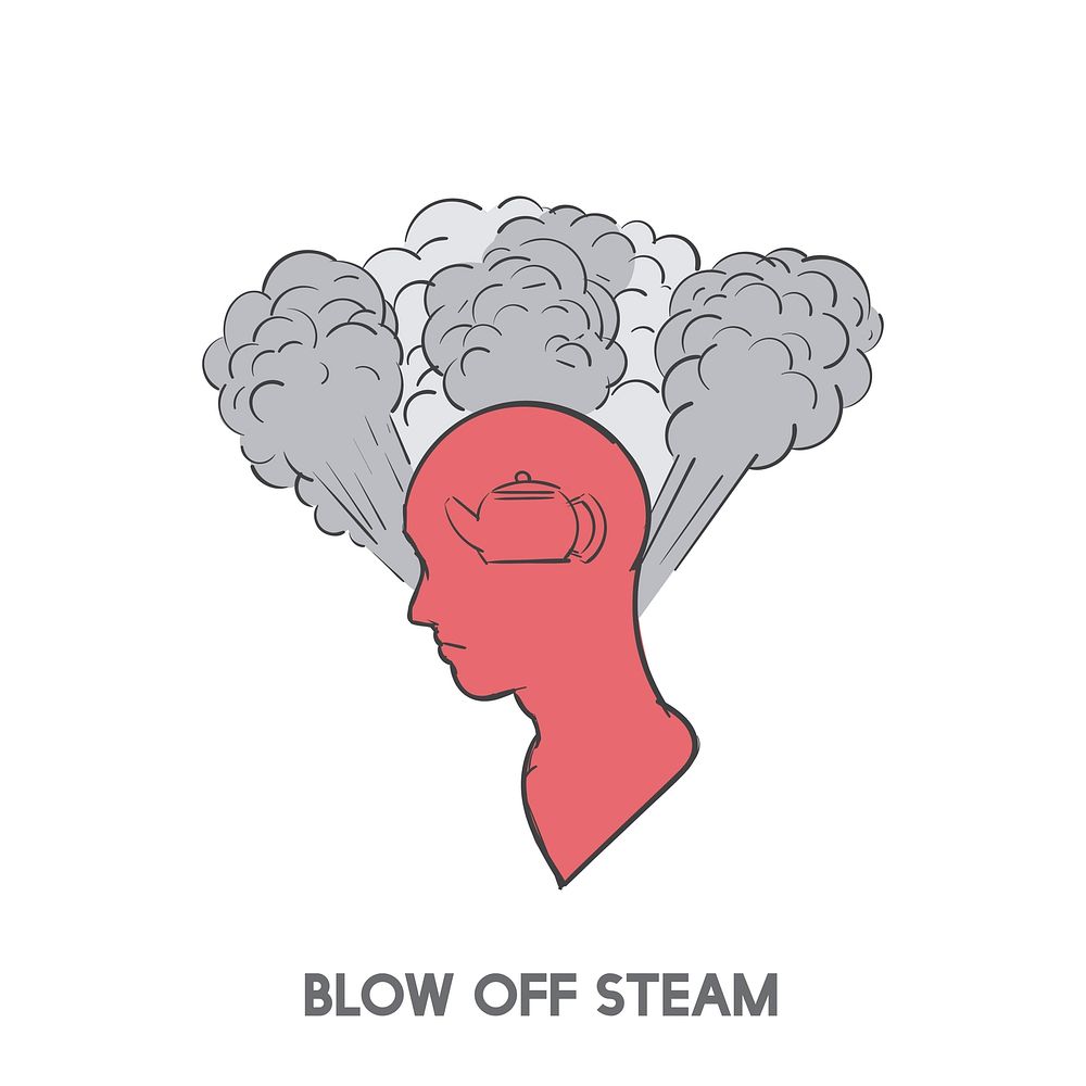 Blow off steam idiom vector