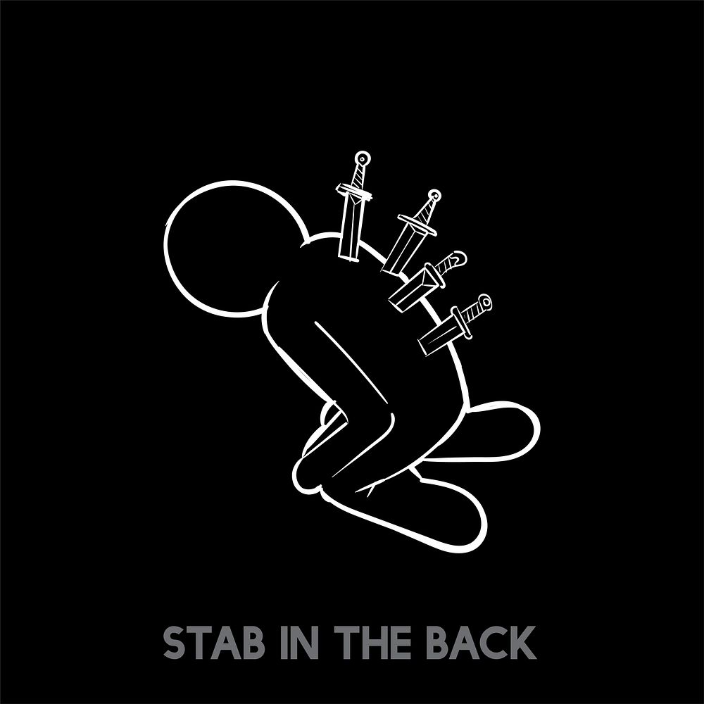 Stabbed in the back idiom vector