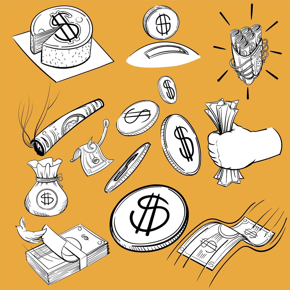 Hand drawing illustration set of finance
