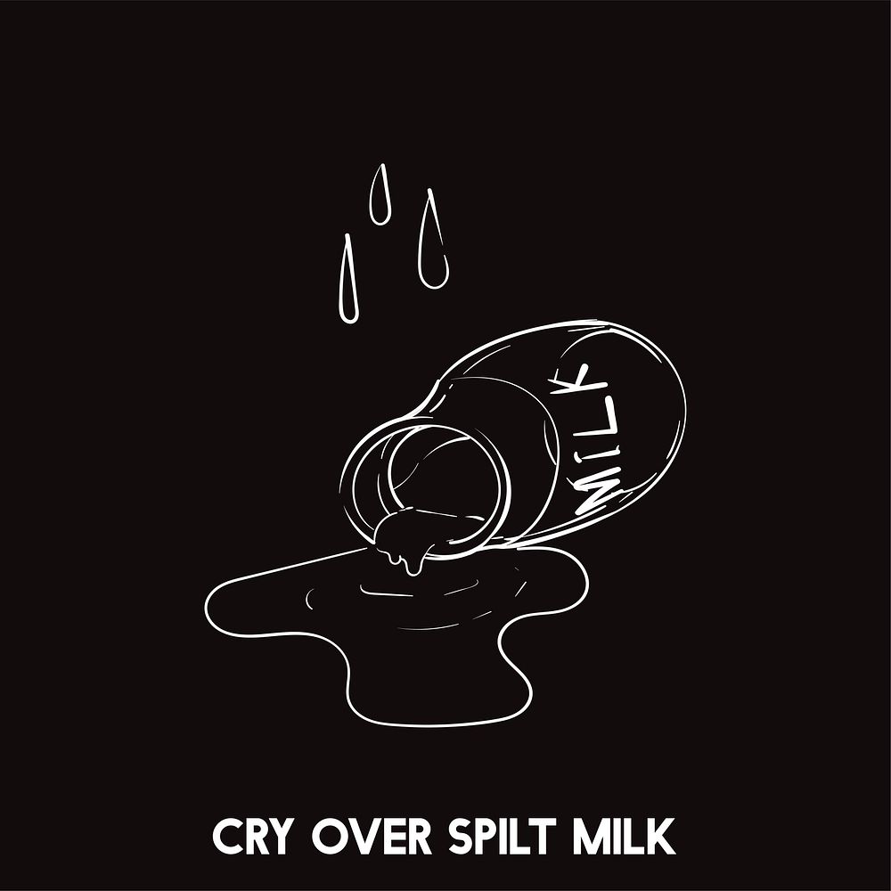Cry over spilt milk idiom vector