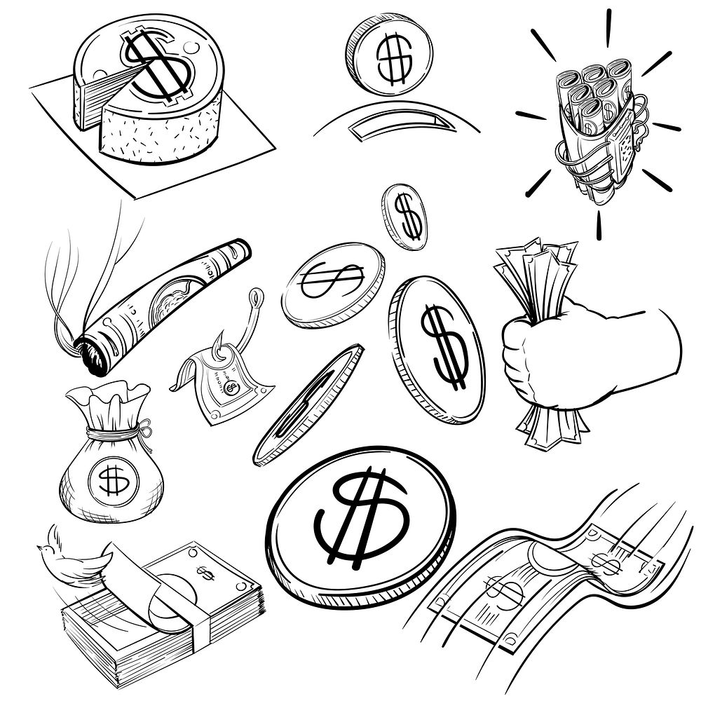 Hand drawing illustration set of finance