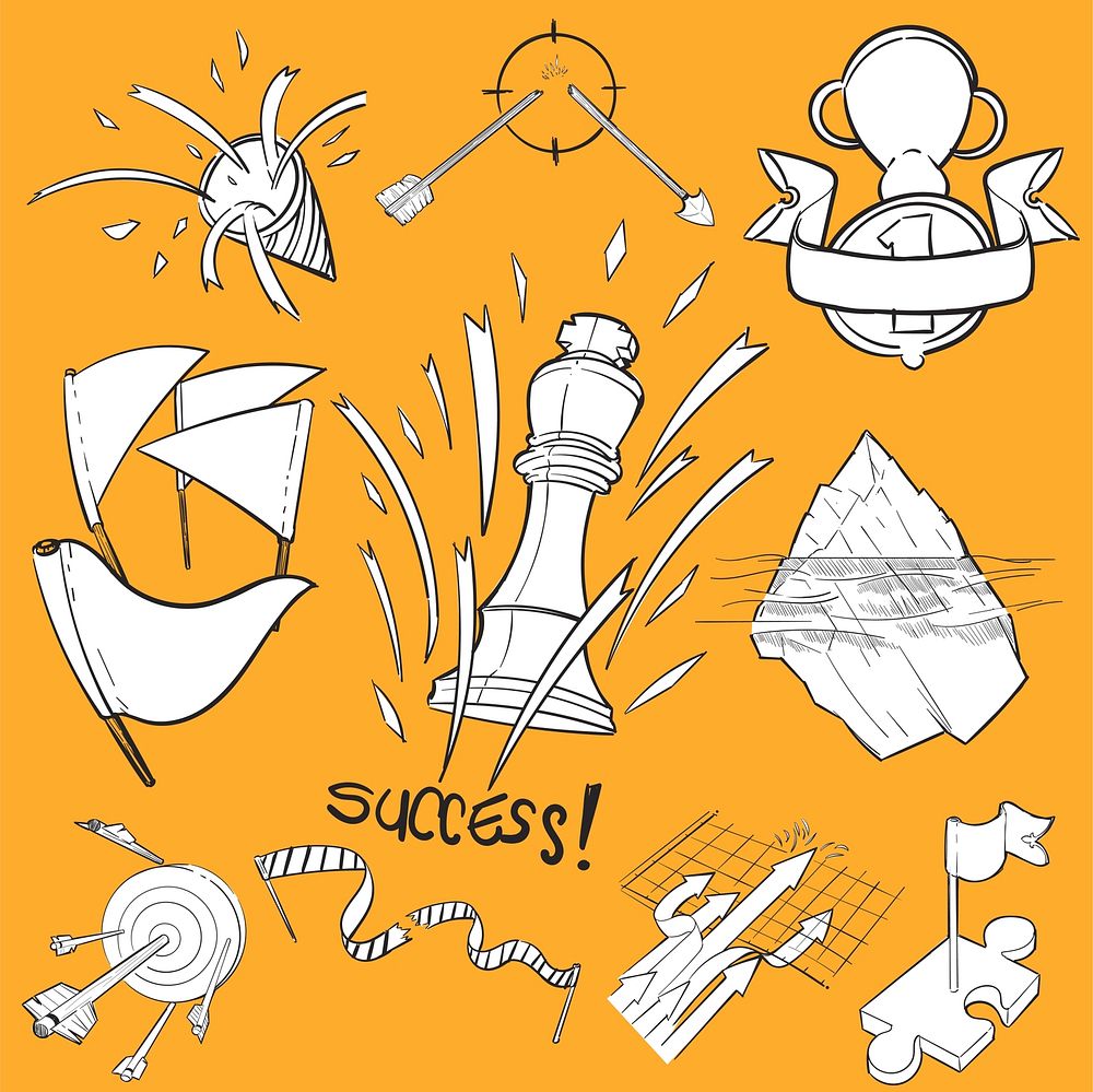 Hand drawing illustration set of successful