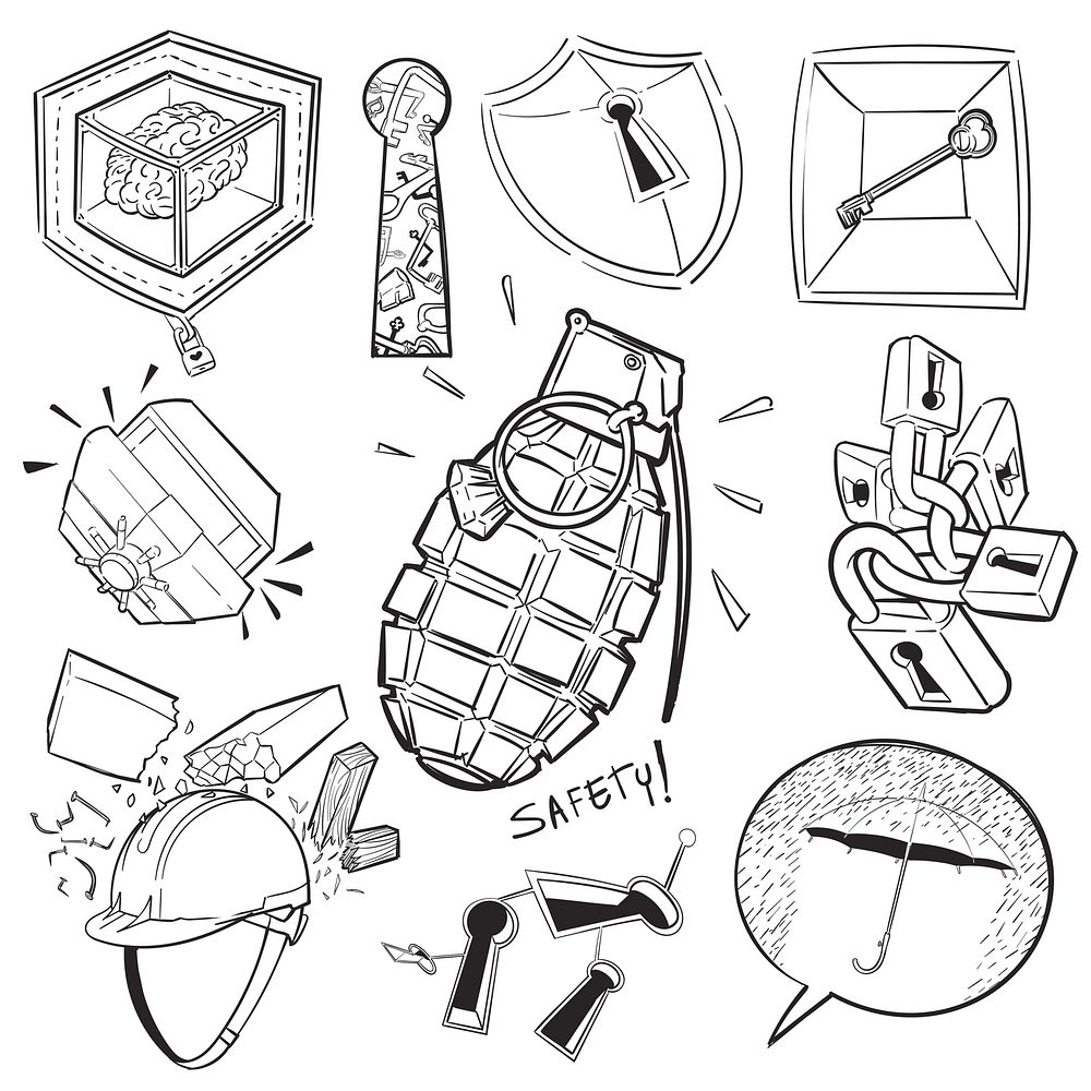 Hand drawing illustration set of safety