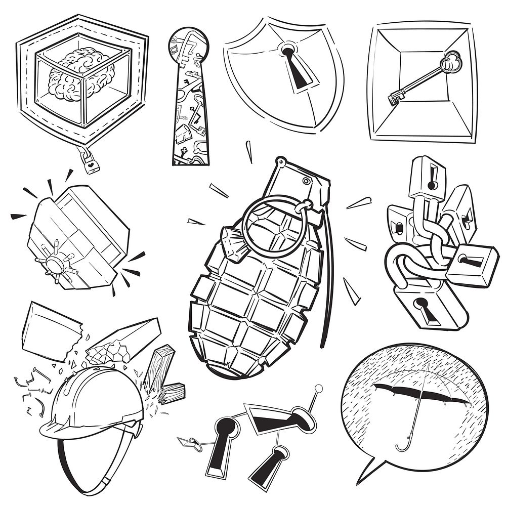 Hand drawing illustration set of safety