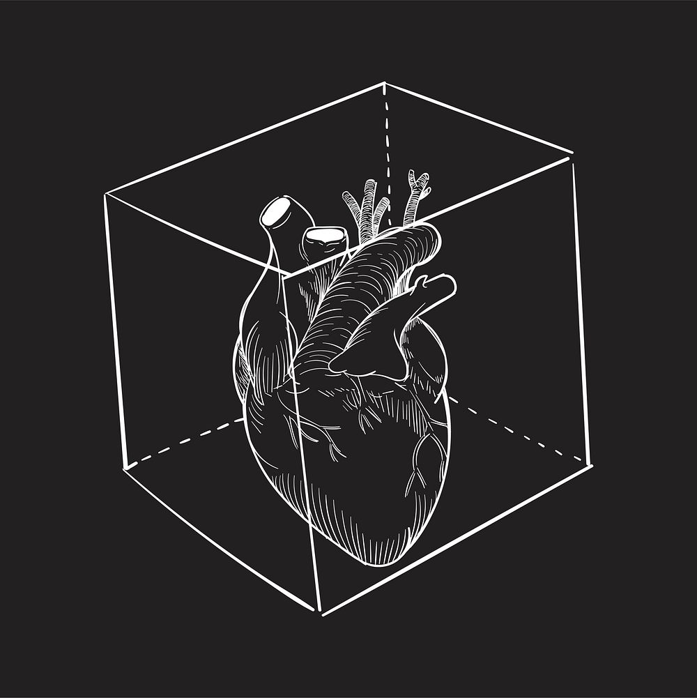 Hand drawing illustration of captived heart
