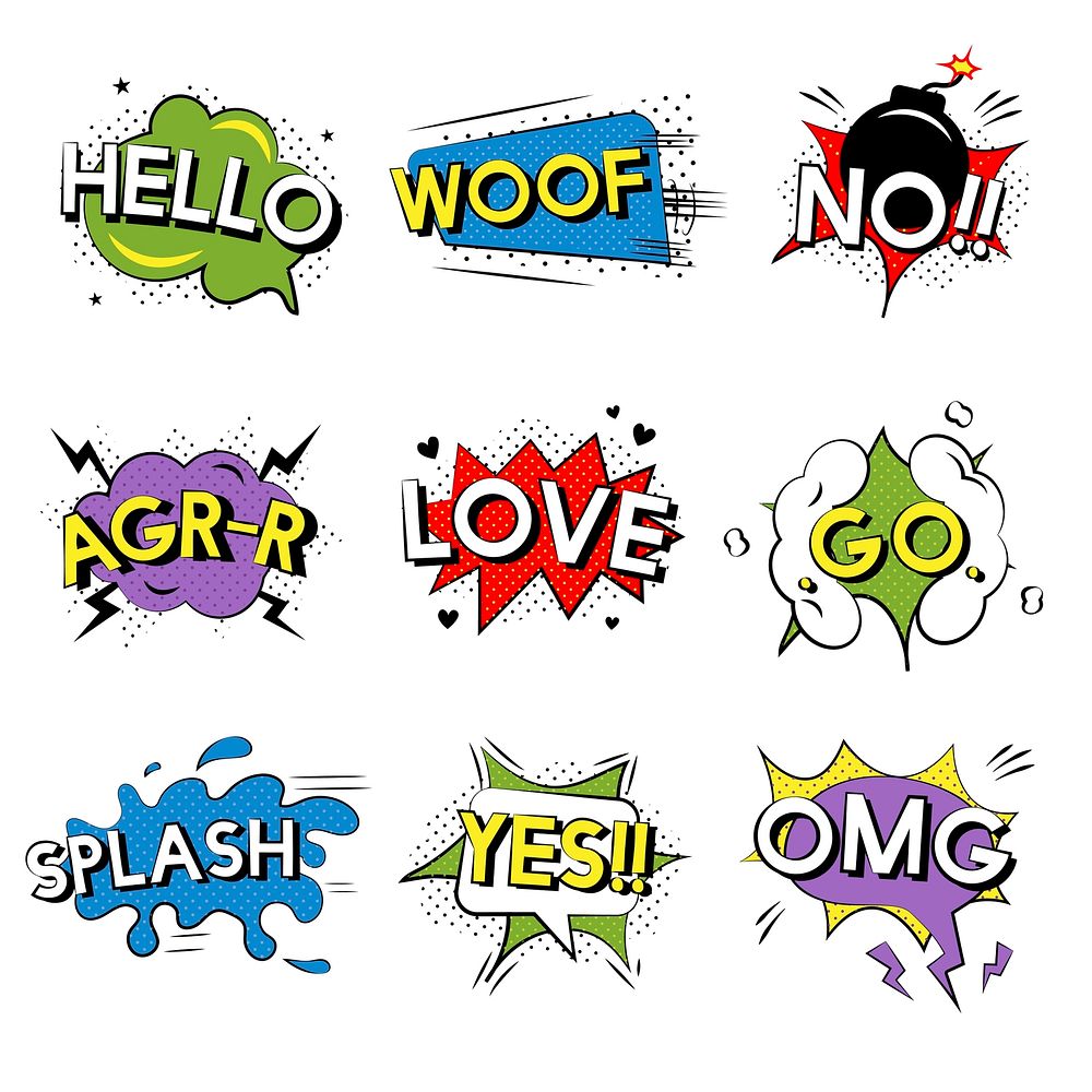 Comic style word expressions