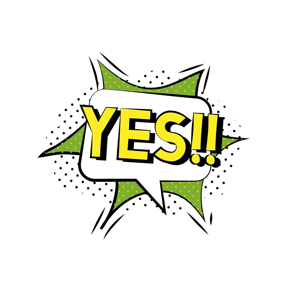 Comic style illustration of the word yes