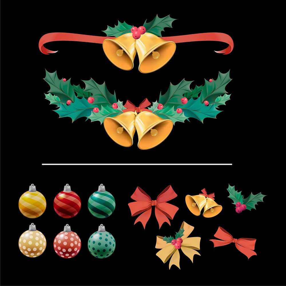 Illustration set of Christmas decoration items
