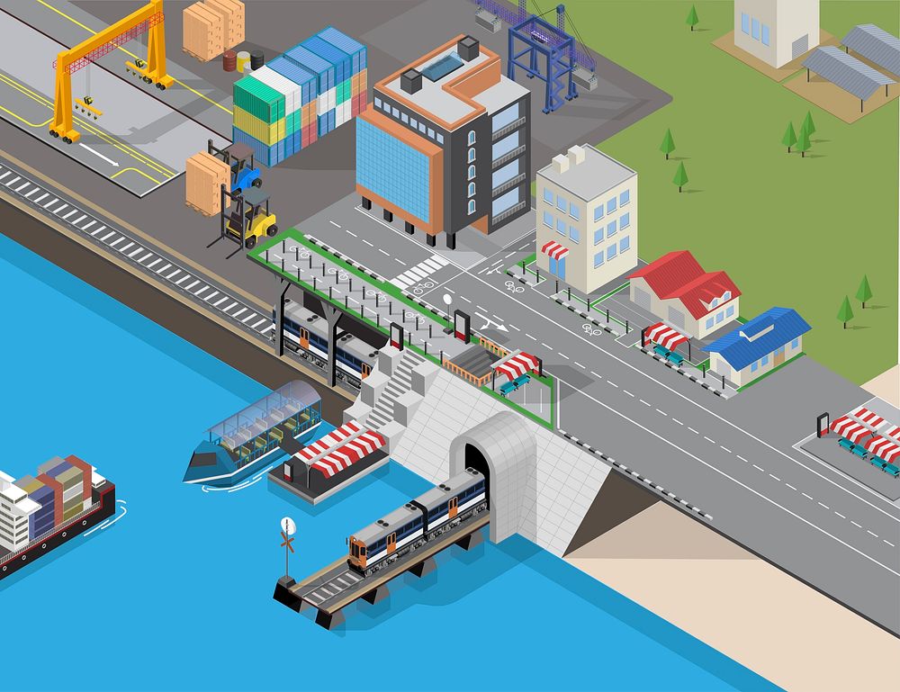 Logistics business industrial cityscape vector