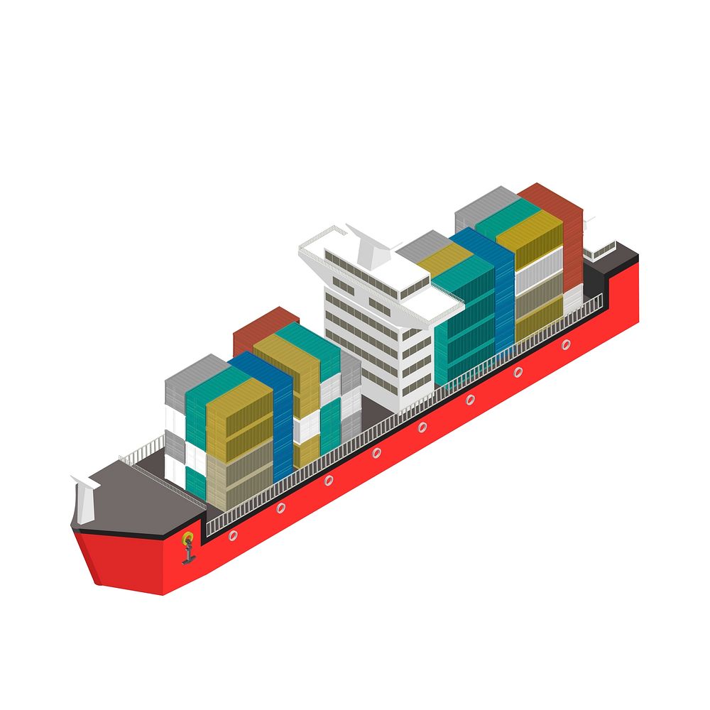 Container on a ship isolated on background