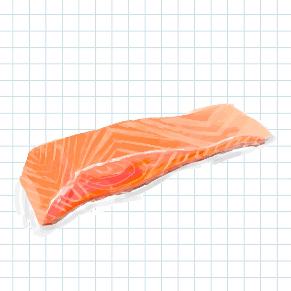 Hand drawn salmon watercolor style