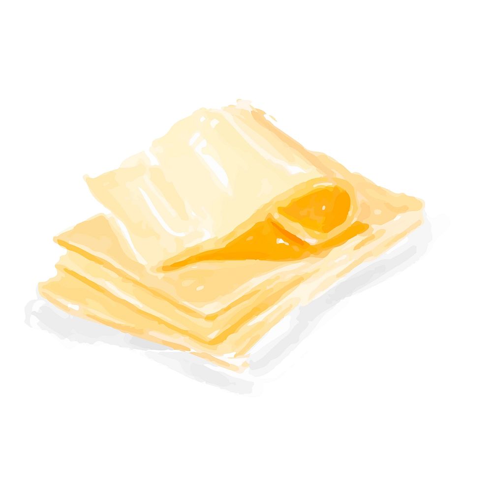 Hand drawn cheese watercolor style