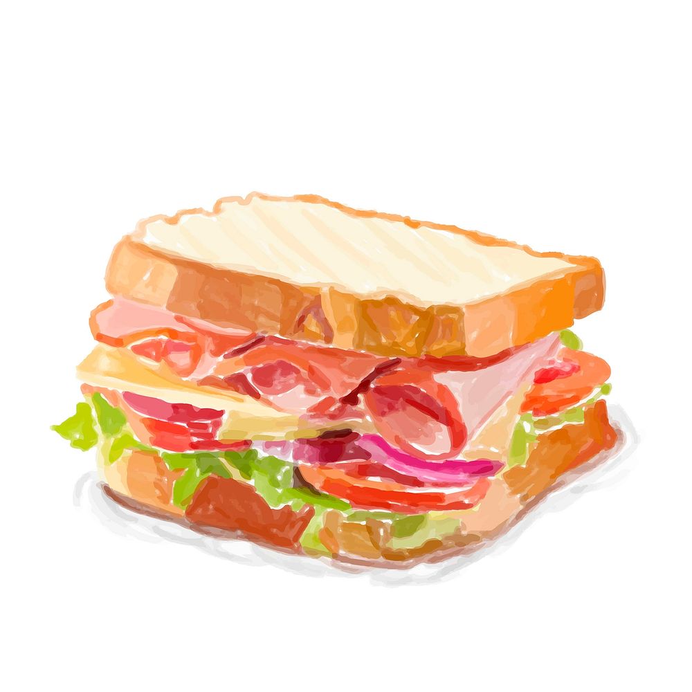 Hand drawn sandwich watercolor style
