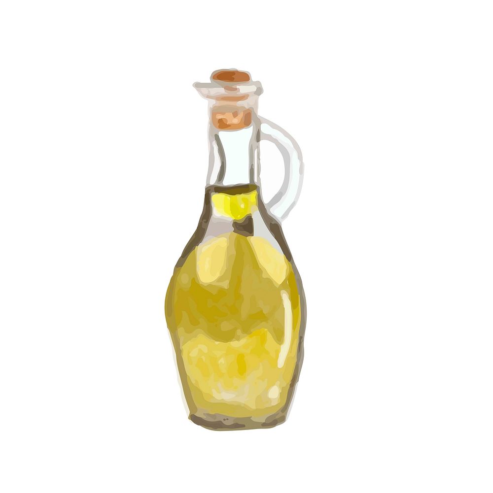 Hand drawn virgin olive oil watercolor style
