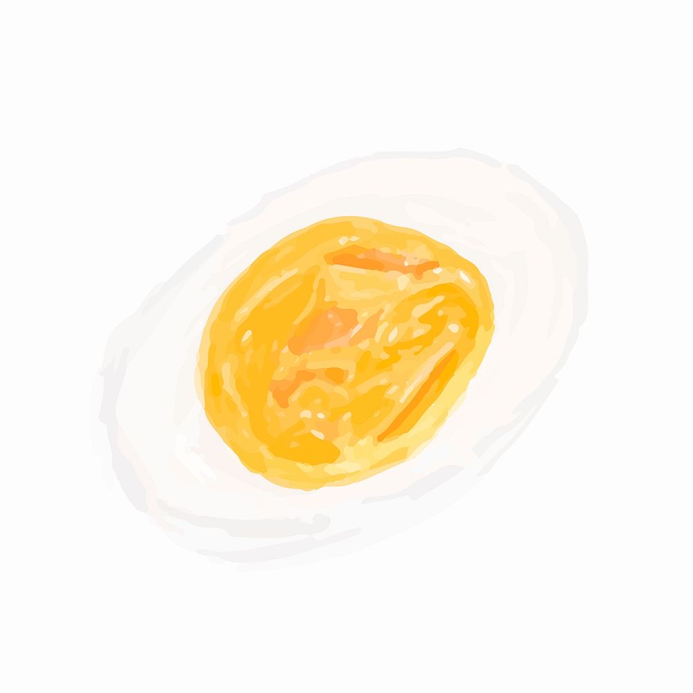 Hand drawn fried egg watercolor style